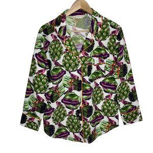 Print Fresh Womens Eat Your Asparagus Printed Pajama Top XS Green Novelty Sleep